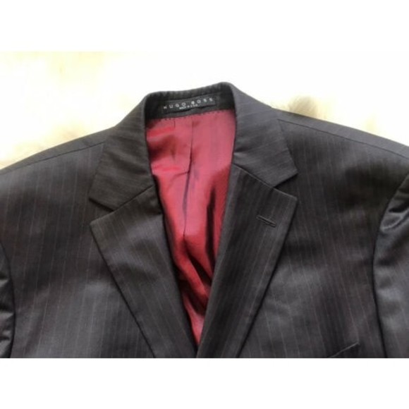 EUC Hugo Boss Scorcese/movie Brown Subtle Stripe Guabello 130s Wool blazer 42 - Picture 2 of 6